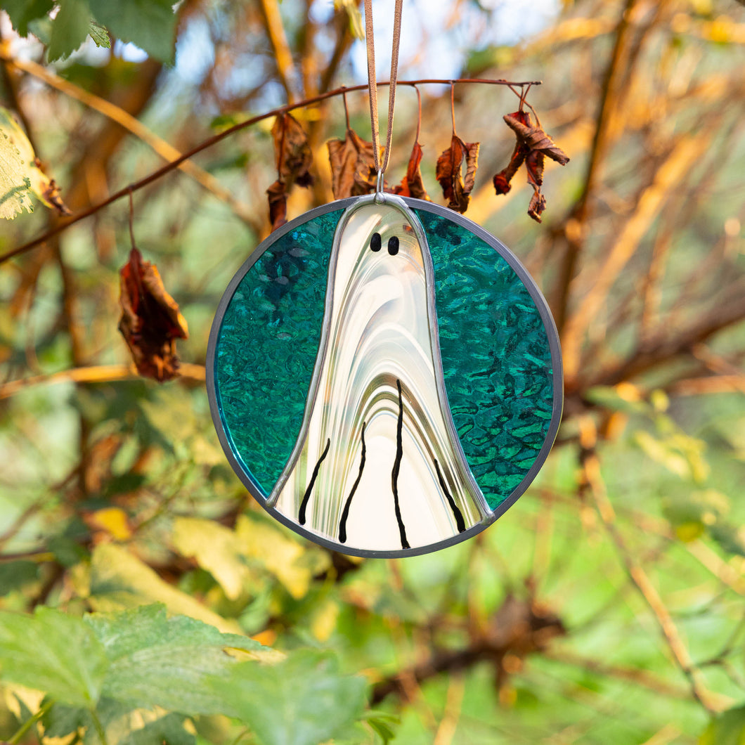 Stained Glass Ghost Suncatcher - Turquoise