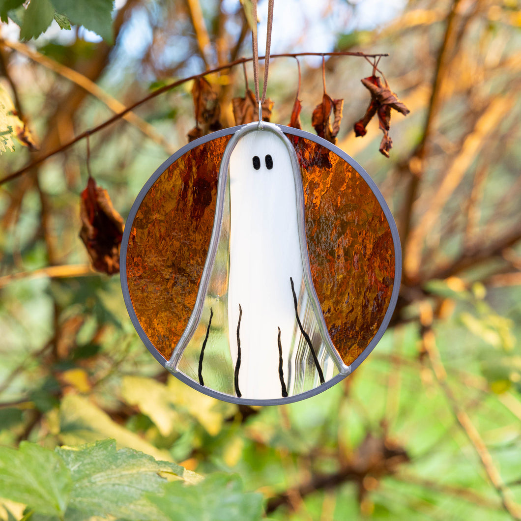 Stained Glass Ghost Suncatcher - Amber #2