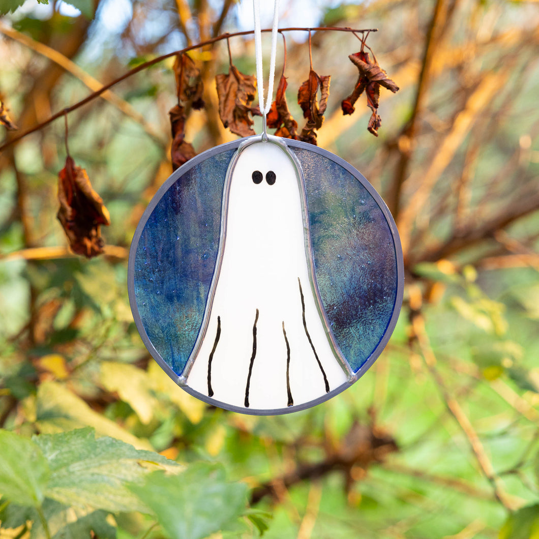 Stained Glass Ghost Suncatcher - Cobalt