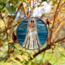 Load image into Gallery viewer, Stained Glass Ghost Suncatcher - Streaky Teal *Seconds*
