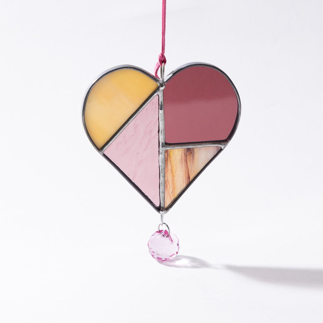 Stained Glass Heart Suncatcher - Pink + Purple