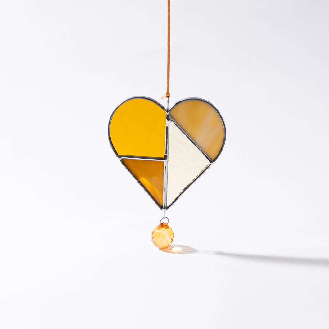 Stained Glass Heart Suncatcher - Amber *Discounted