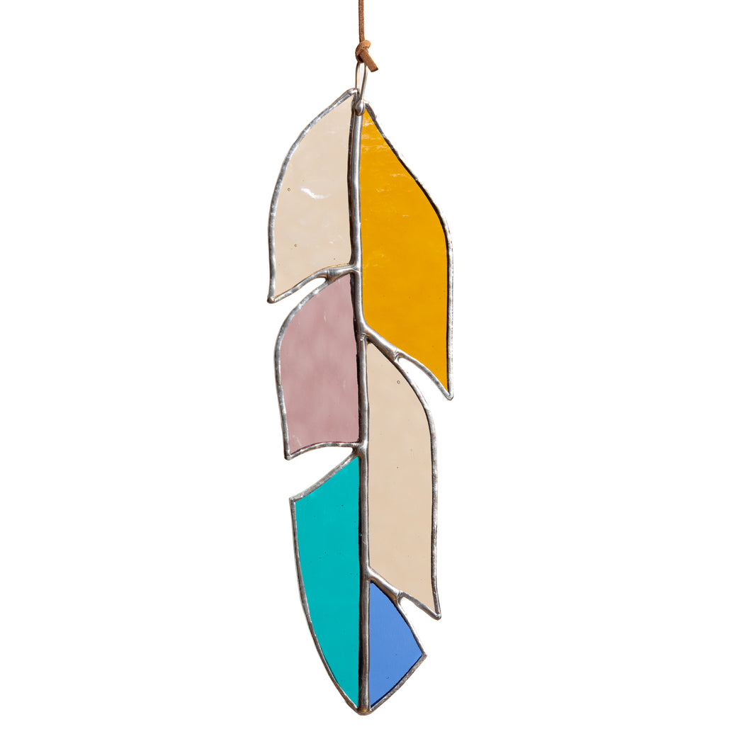 Stained Glass 8 inch Feather #2